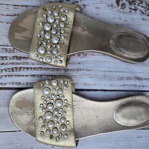 Michael Kors Gold Crystal Embellished Sandals